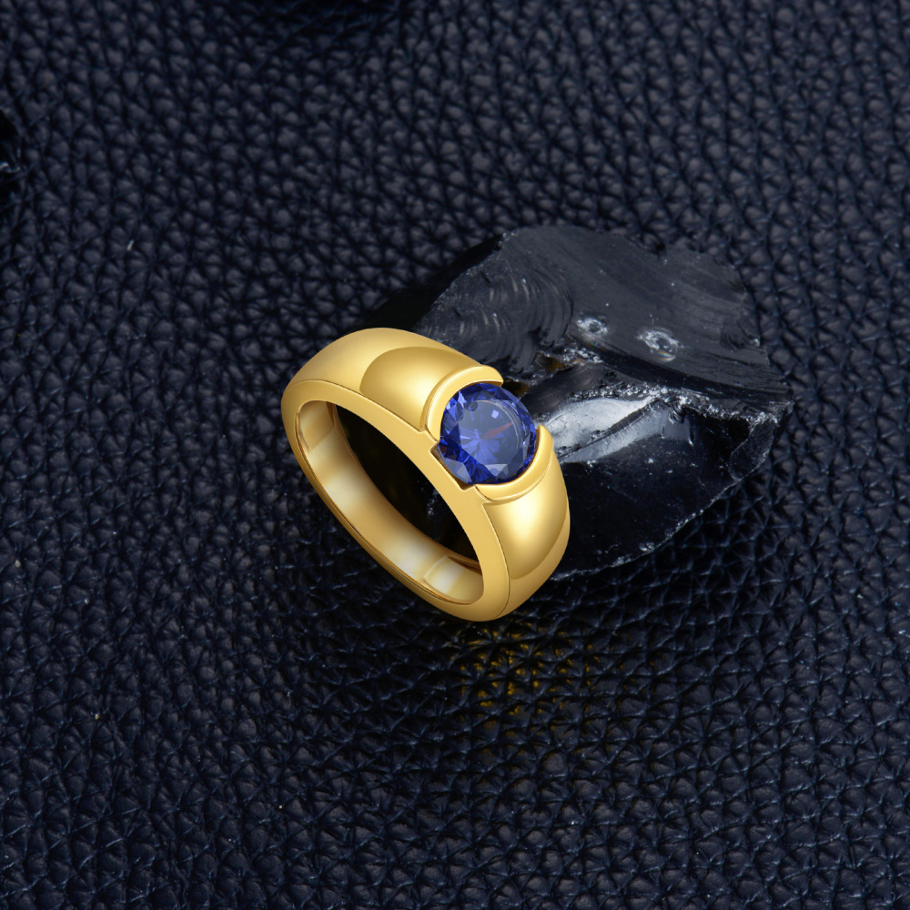 10K Gold Round Zircon Couple Father Daughter Son Parents Children & Teacher Ring For Women-6