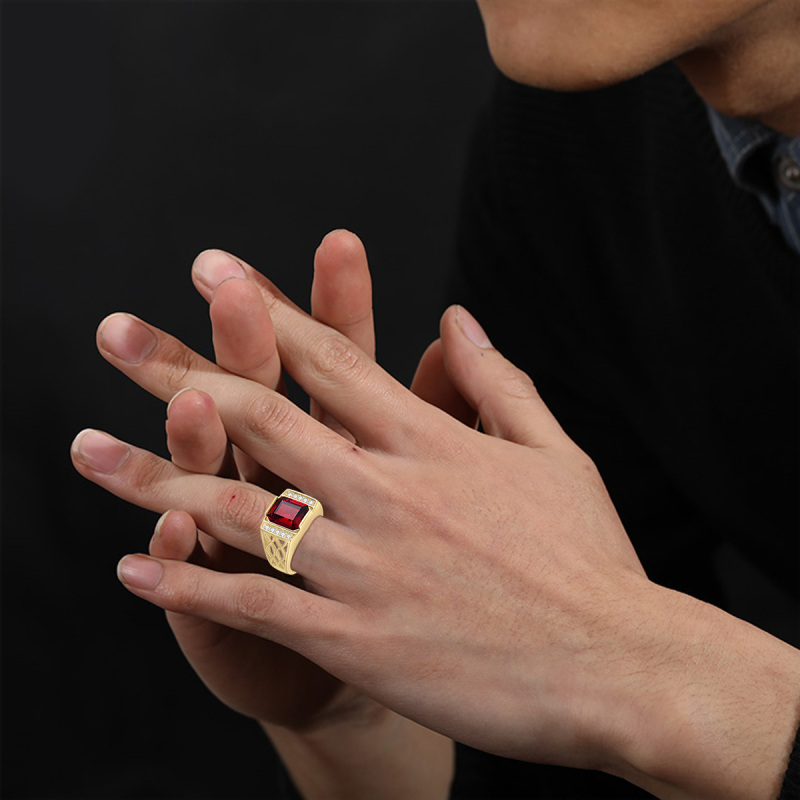 14K White Gold Zircon Signet Ring-2