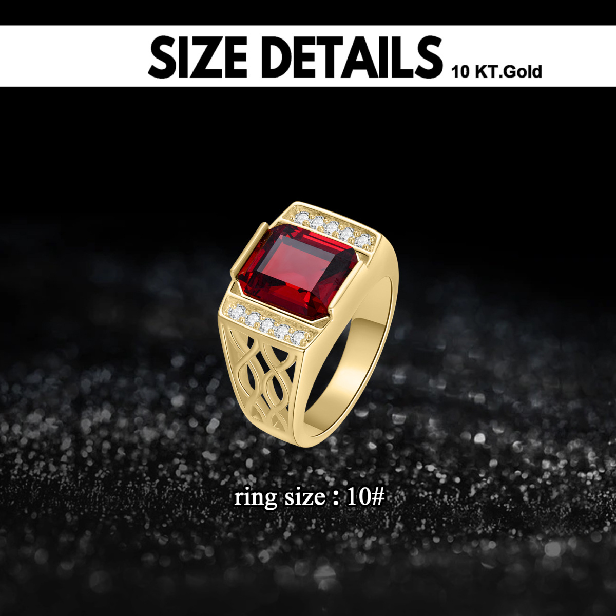 10K Gold Zircon Couple Signet Ring-3