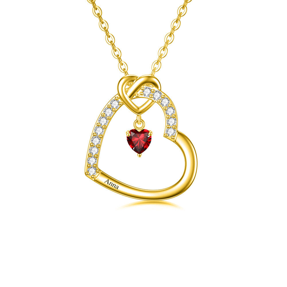 Collana con ciondolo a cuore con zircone in oro 10K-1