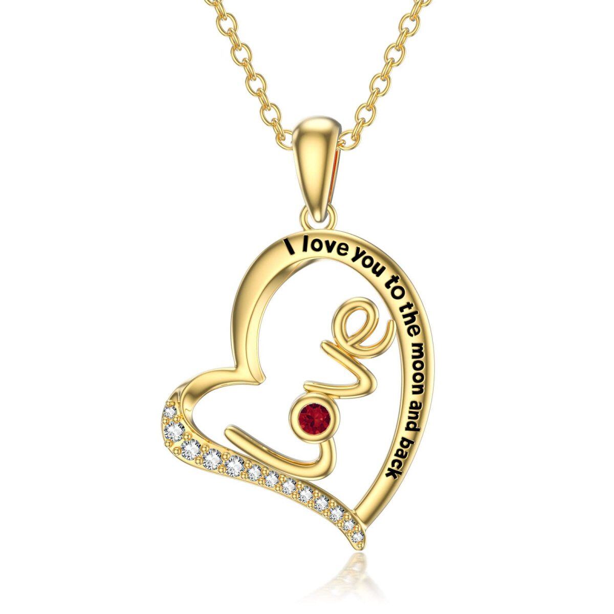 Collana con ciondolo a cuore con zircone in oro 10K-1