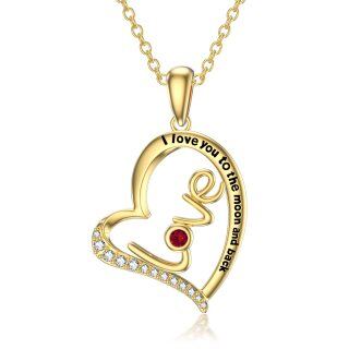 10K Gold Zircon Heart Pendant Necklace-13