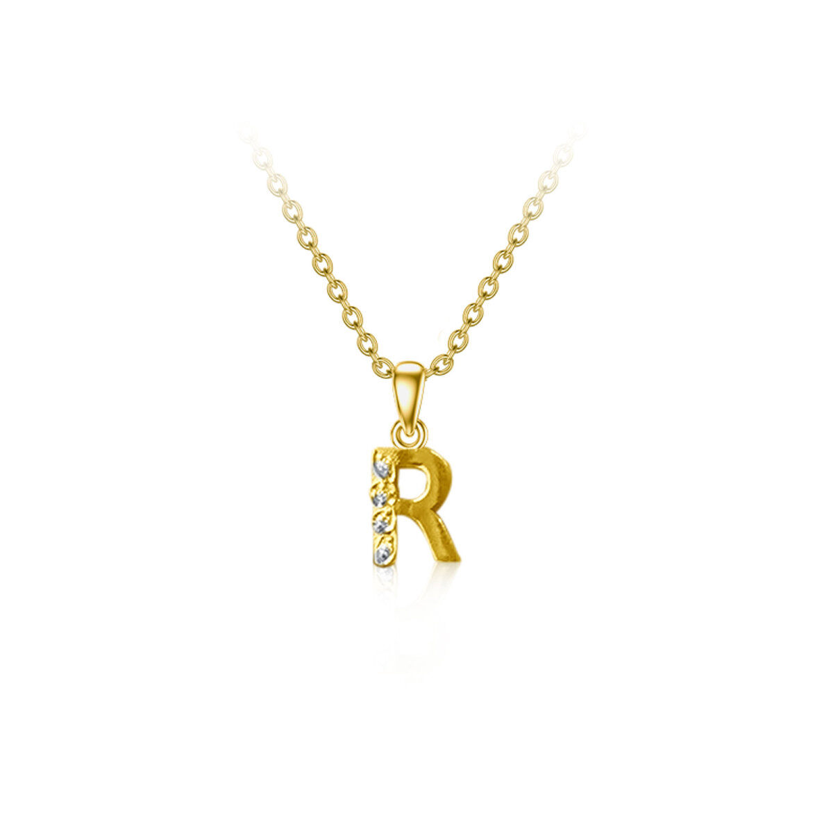 10K Gold Zircon Letter Pendant Necklace-1