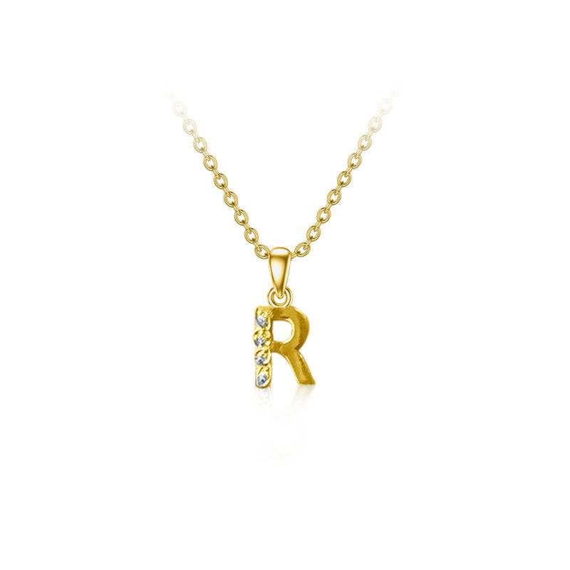 10K Gold Zircon Letter Pendant Necklace