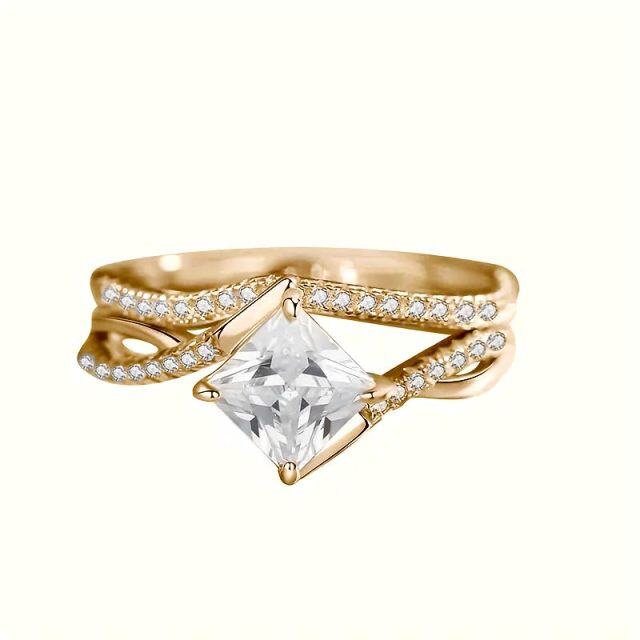 10K Real Gold 1CT Moissanite personalized Promise Engraving Engagement Ring-3