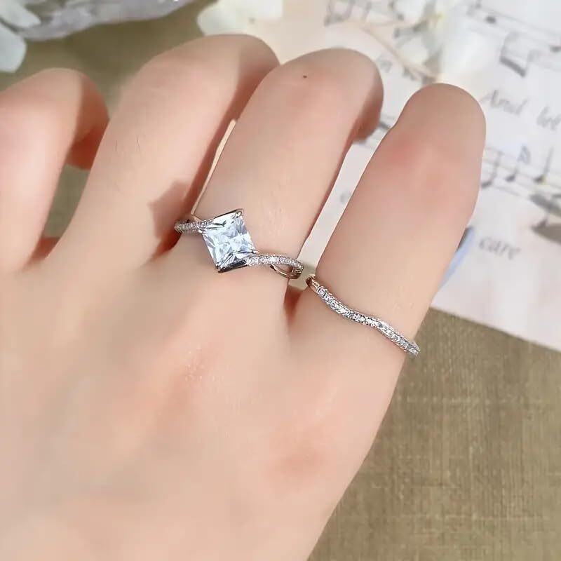 Bague de fiançailles avec gravure de promesse personnalisée en or véritable 10K 1CT Moissanite-4