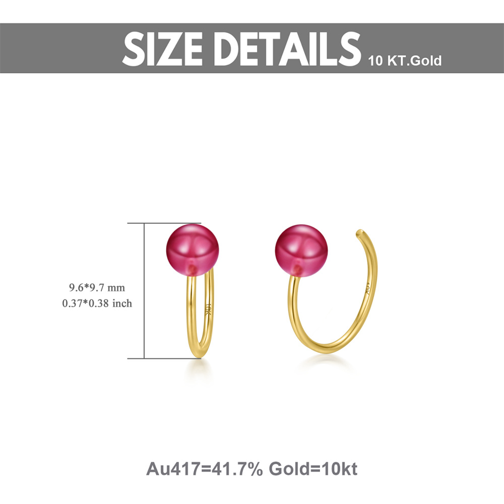 10K Gold Garnet Bead Stud Earrings-4
