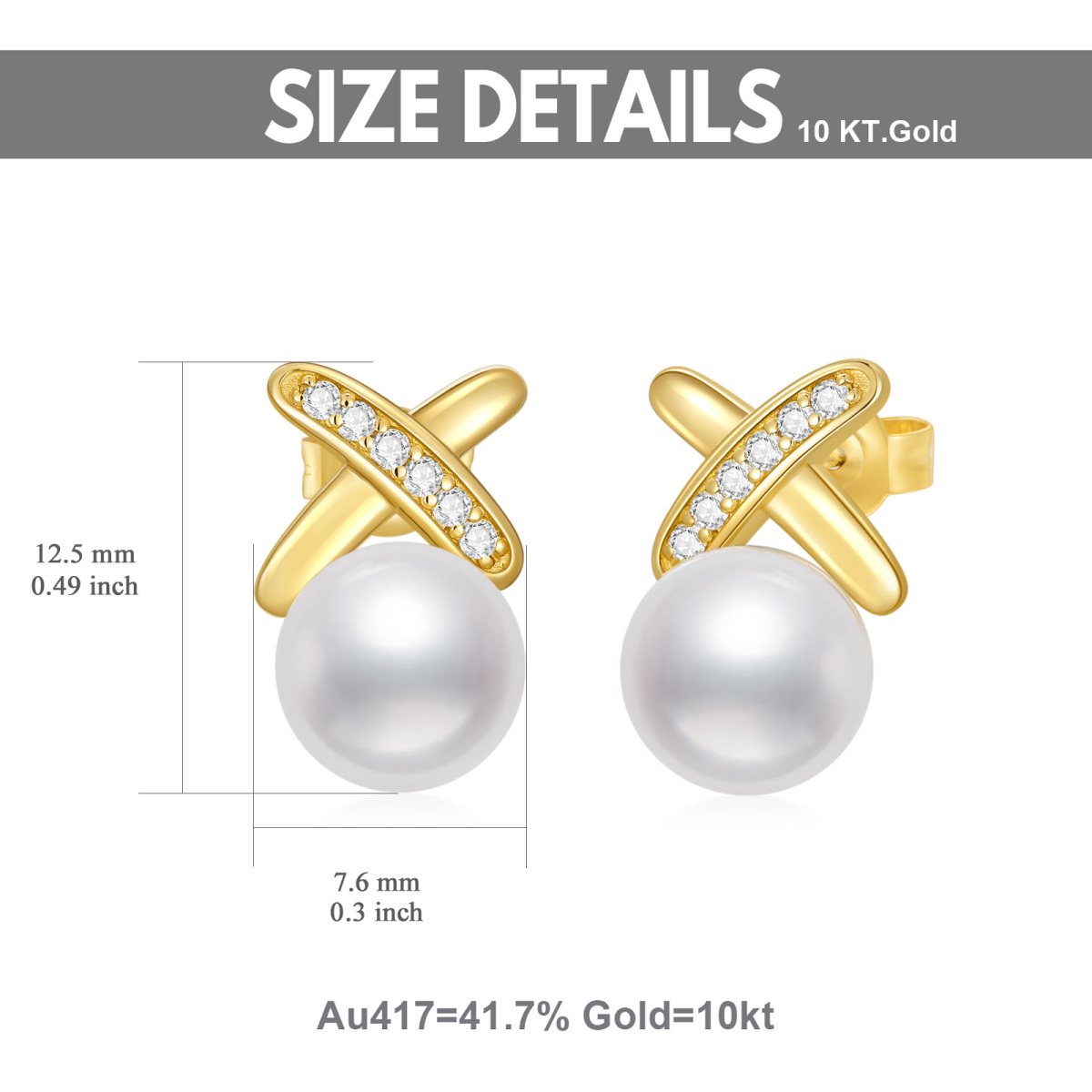 10K Gold Pearl Bow Stud Earrings-5