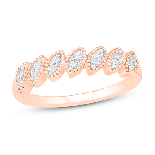 10K roségouden 1/10 CT diamanten zeven stenen aangepaste stapelbare ring voor vrouwen