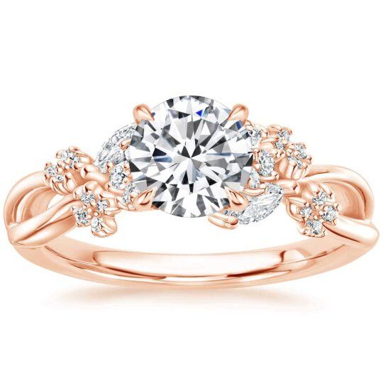 10K Rose Gold 1CT Circular Moissanite Engagement Ring