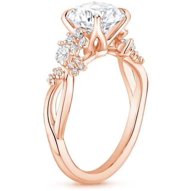 10K Rose Gold 1CT Circular Moissanite Engagement Ring-3