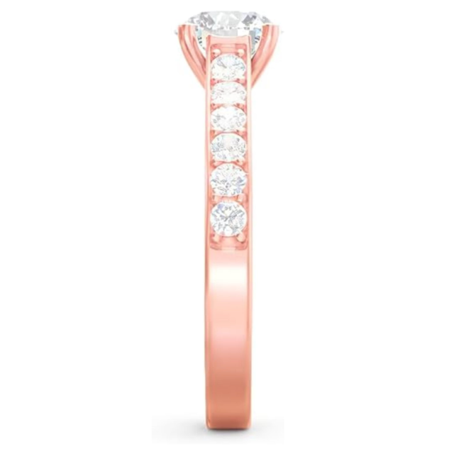 Bague de fiançailles en or rose 10K avec diamant de laboratoire de forme circulaire 1CT-2