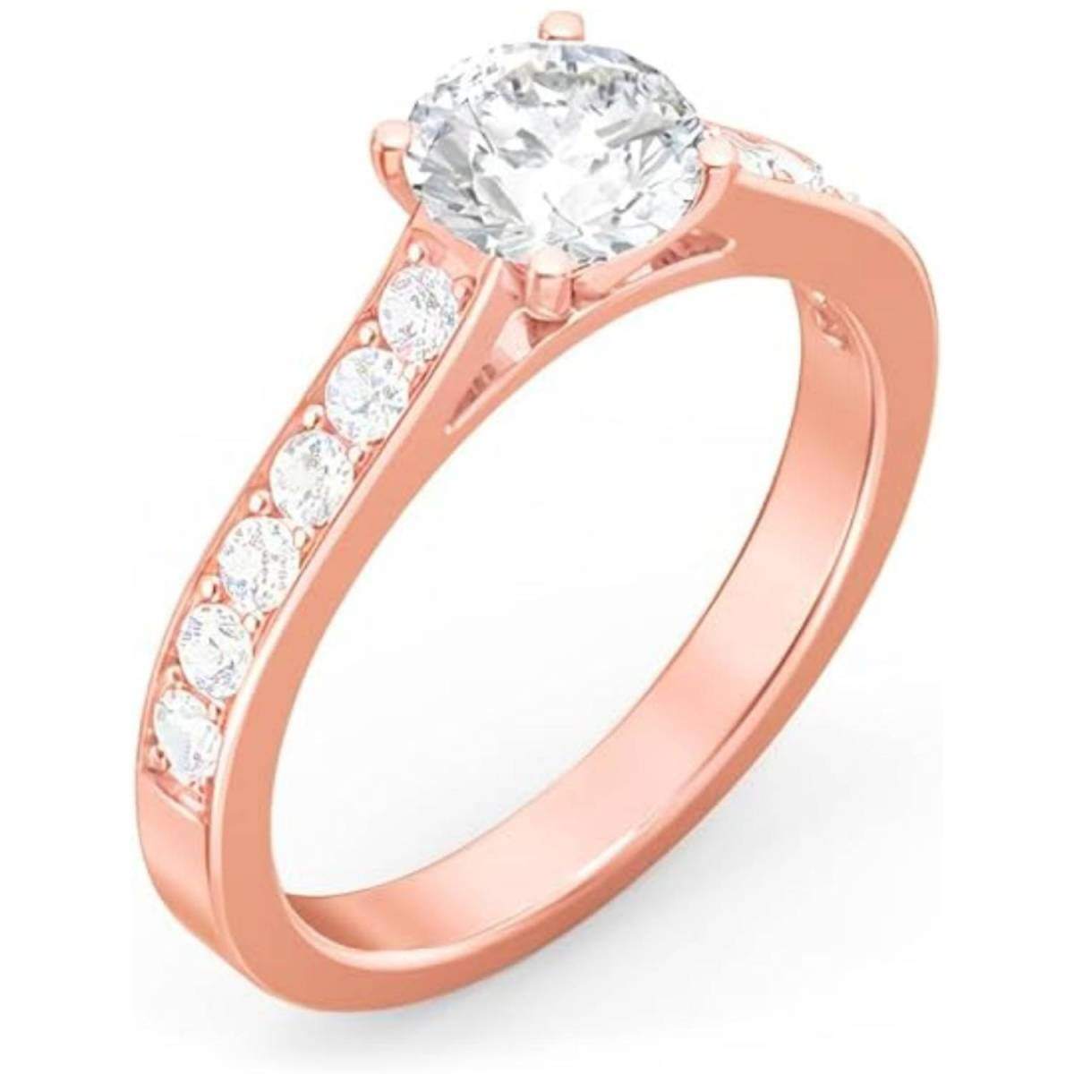 10K Rose Gold Circular Shaped Lab Created Diamond Custom Engagement Ring 3EX IGI Certified-3