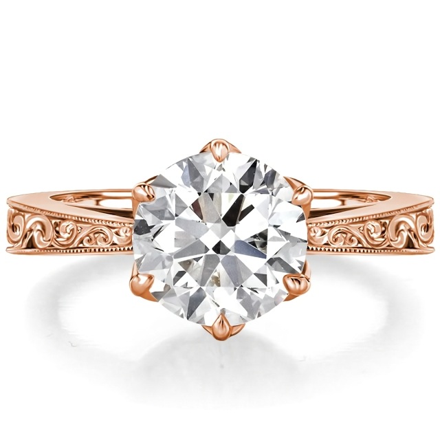 10K Rose Gold 1CT Lab Created Diamond Personalized Engraving Engagement Ring-1