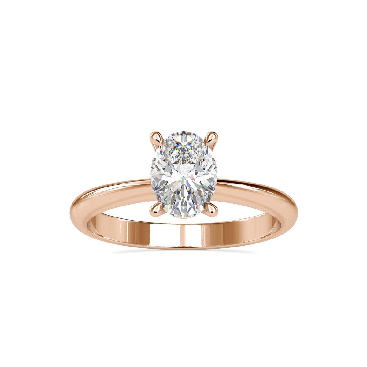 Alliance en or rose 18 carats avec moissanite ovale 1 carat-1