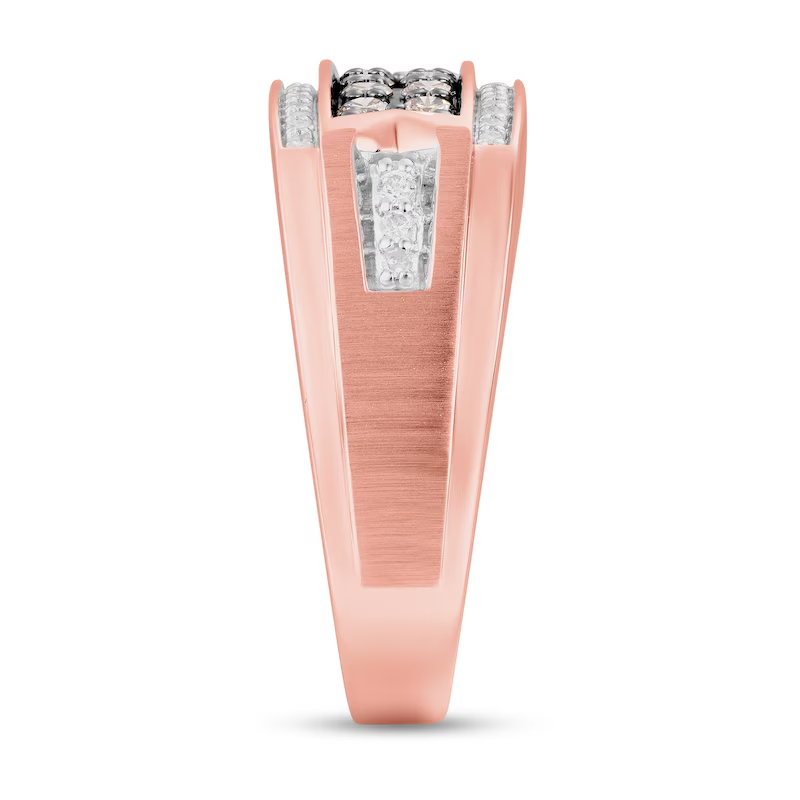 Anillo de bodas personalizado para hombre en oro blanco de 10 quilates con 0,5 quilates de peso total, con diamantes redondos creados en laboratorio, color D, claridad VVS1, 3EX-3