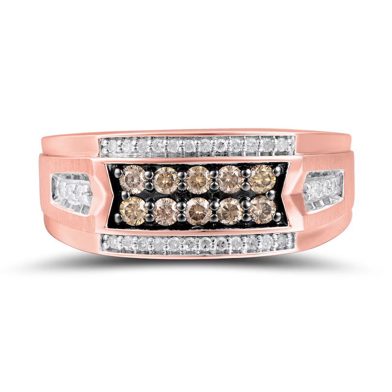 Anillo de bodas personalizado para hombre en oro blanco de 10 quilates con 0,5 quilates de peso total, con diamantes redondos creados en laboratorio, color D, claridad VVS1, 3EX-5