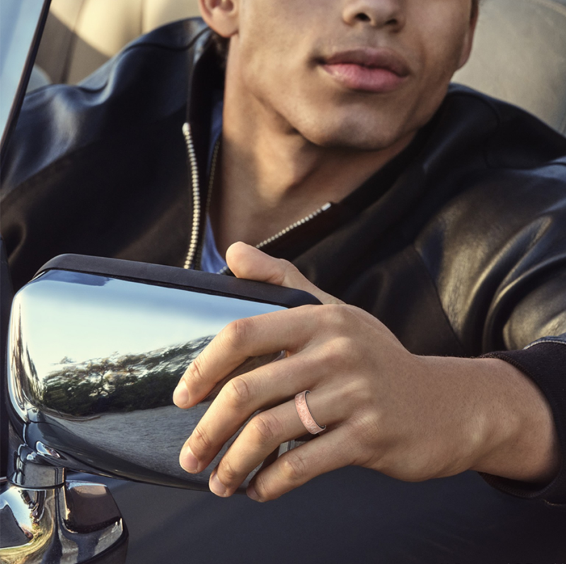 10K Rose Gold 0.35 CT.T.W. Round Cut Black Diamond Couple Wedding Band for Men-2