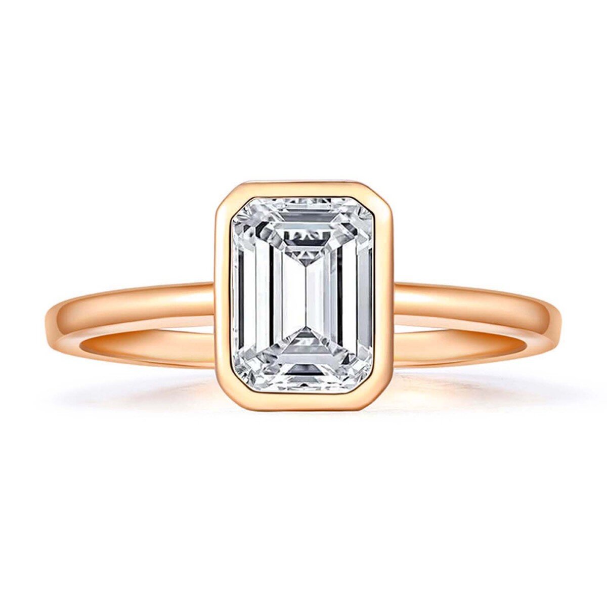 Bague de fiançailles en moissanite en forme de carré de princesse en or rose 10K 3CT-1