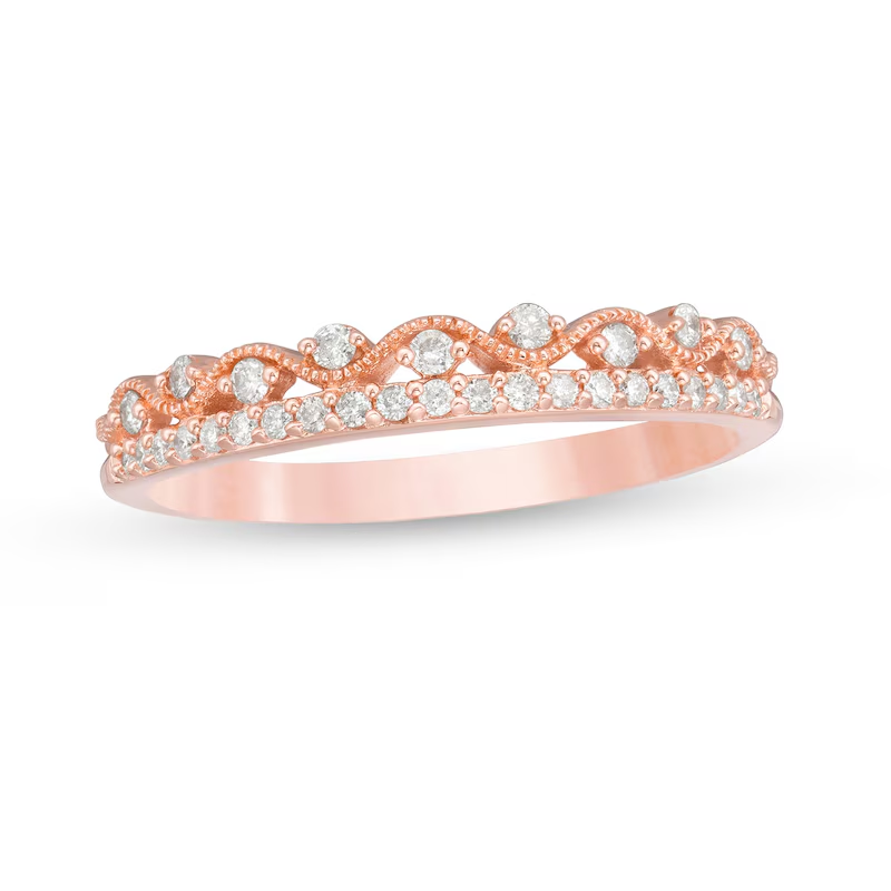 10K Rose Gold Round Shaped Diamond Custom Wedding Ring I Color I2 Clarity 3EX IGI Certified-6