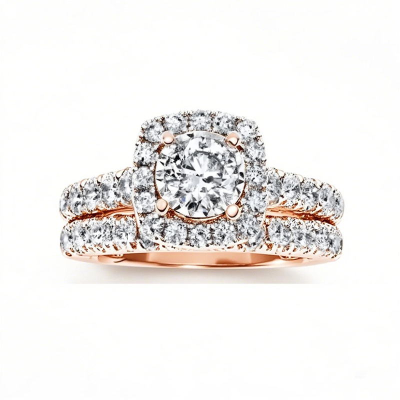 10K Rose Gold 1.5 to 5 CT Round Moissanite Bridal Set-1