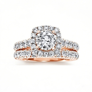 10K Rose Gold 1.5 to 5 CT Round Moissanite Bridal Set-14