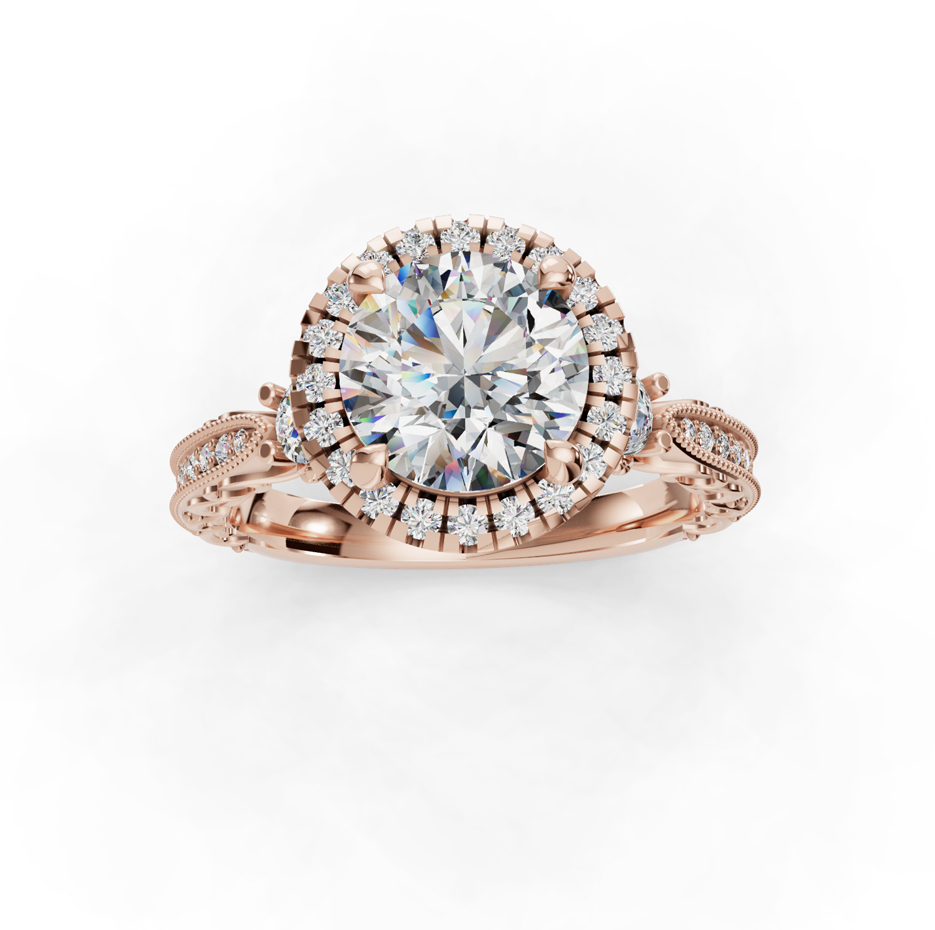 14K Rose Gold 1.51 CT.T.W. Round Moissanite Winter Halo Engagement Band-1