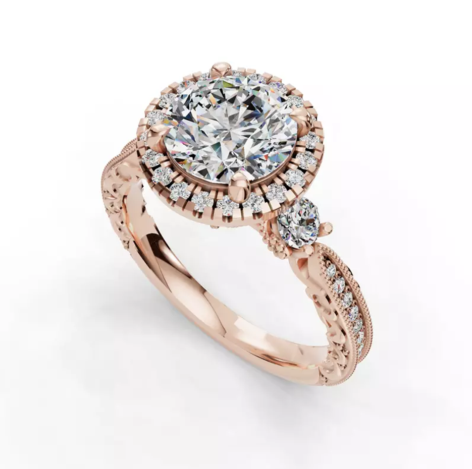 10K Gold 1.51 CT.T.W. Round Moissanite Winter Halo Engagement Band-2