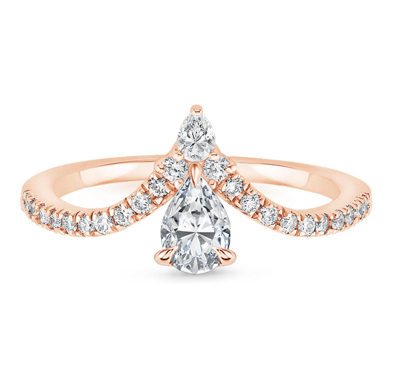 Anello di fidanzamento con griffe in oro rosa 10 carati, da 0,75 a 3,25 ct.T.W., taglio a pera, con diamante creato in laboratorio, certificato IGI.-1