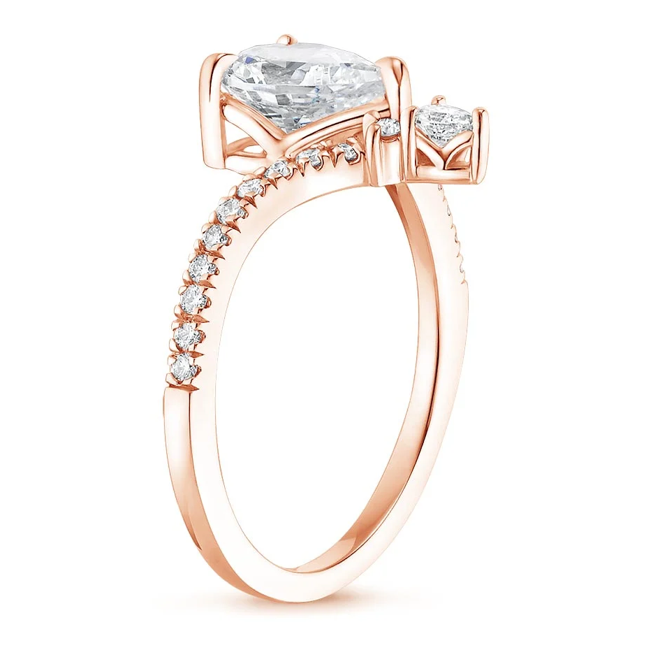 10K Gold 0.75 to 3.25 CT.T.W. Pear Cut Lab Created Diamond Claw Prong Engagement Band IGI Certified-3