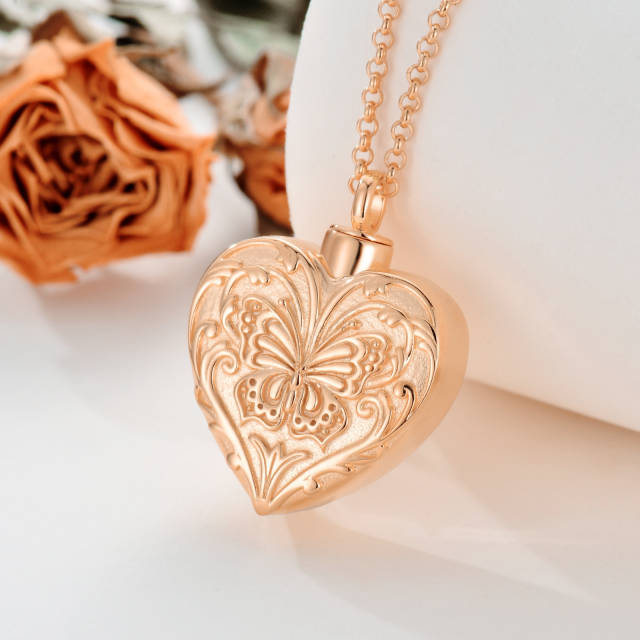 10K Rose Gold Butterfly Urn Necklace for Ashes-5