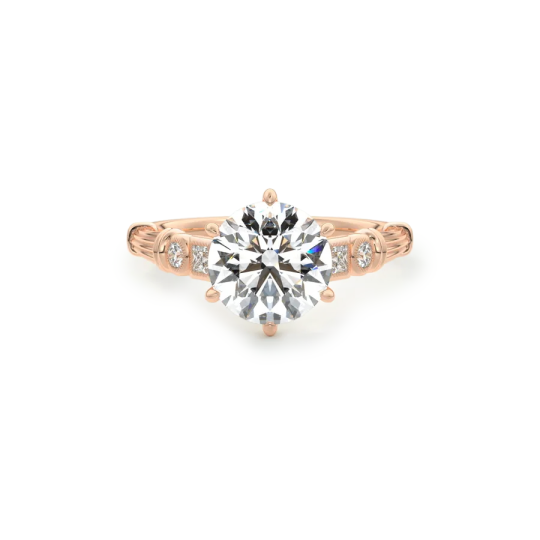 10K Rose Gold 0.67 to 3.17 CT. T.W Round Lab Created Diamond & Moissanite Engagement Ring D Color VVS1-VS1 Clarity 3EX