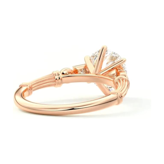 10K Rose Gold cirkelvormige Lab gemaakt Diamond Moissanite gepersonaliseerde gravure verlovingsring-3