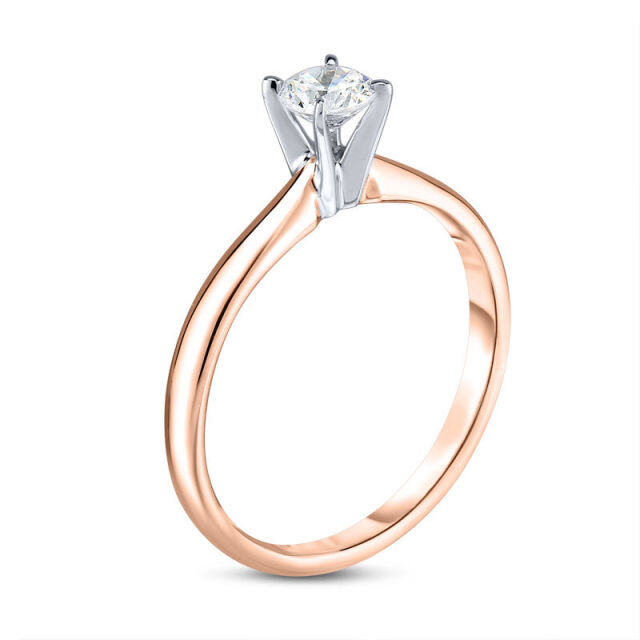 10K Rose Gold cirkelvormige Lab gemaakt diamant gepersonaliseerde gravure trouwring-2