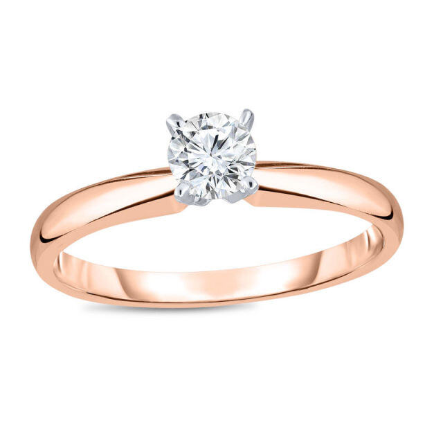 10K Rose Gold Circular Shaped Lab Created Diamond Personalized Engraving Wedding Ring-3