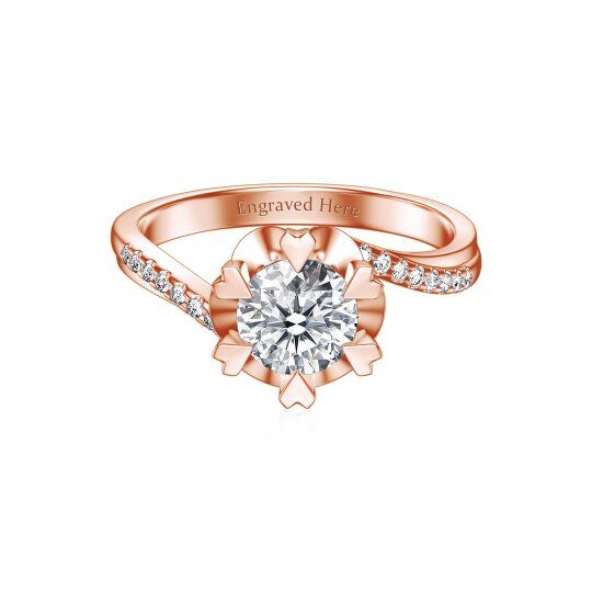 Bague de mariage en moissanite de forme circulaire en or rose 10 carats-1