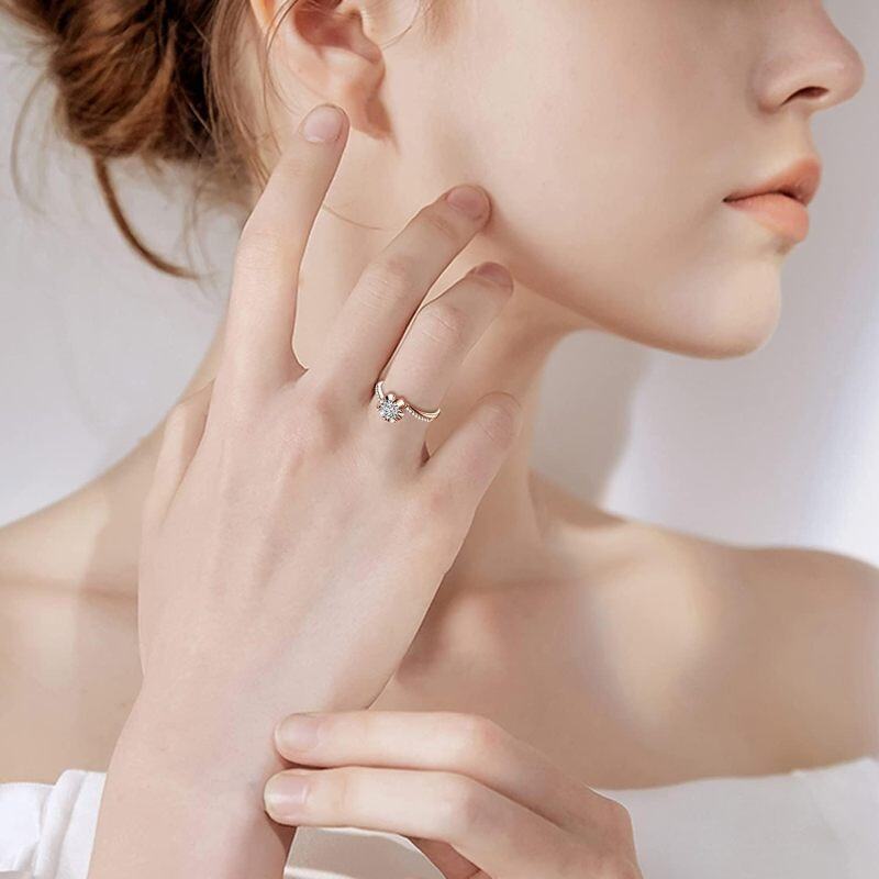 14K Rose Gold Round Shaped Moissanite Wedding Ring-2