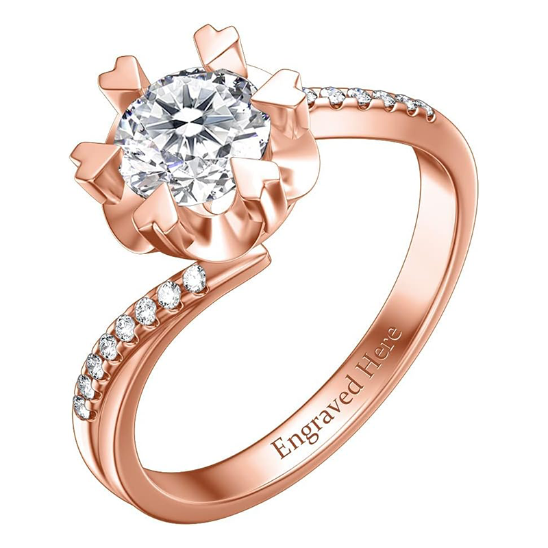 Bague de mariage en moissanite de forme circulaire en or rose 10 carats-3