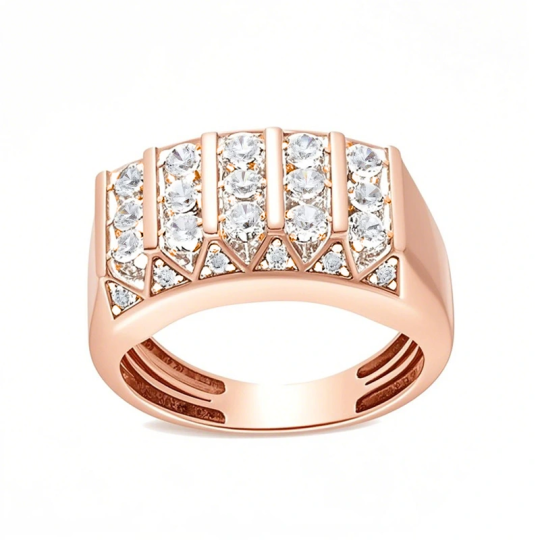 10K Rose Gold 1 CT. T.W Lab Created Diamond Custom Wedding Ring for Men D Color VVS1 Clarity 3EX IGI Certified