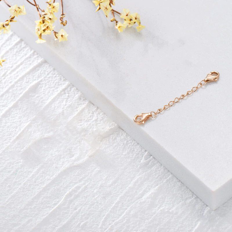 Colar de corrente de elos de meio-fio de ouro rosa 18K-3