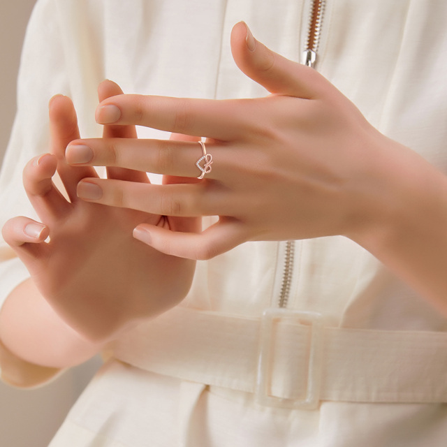 10K Rose Gold Diamond Heart Ring-2