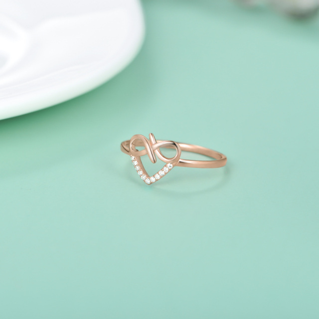 10K Rose Gold Diamond Heart Ring-4