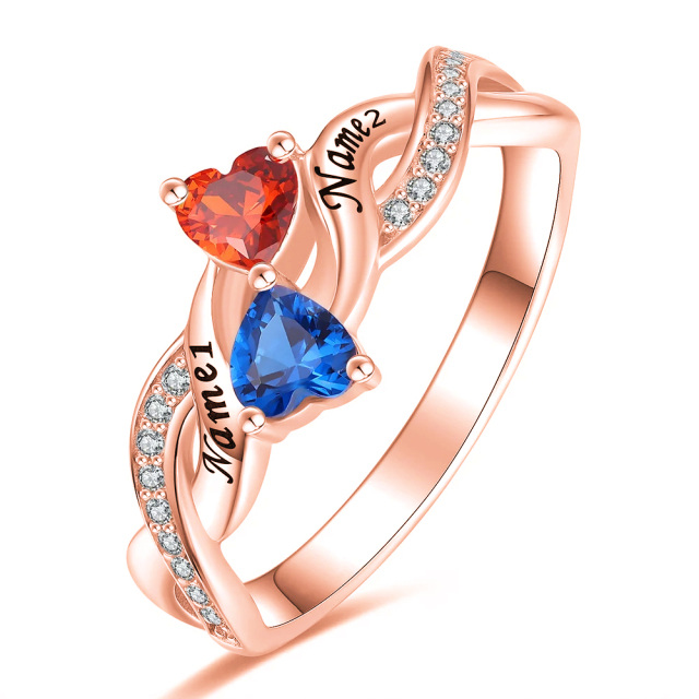 10K Rose Gold Heart Cubic Zirconia Heart Ring-1