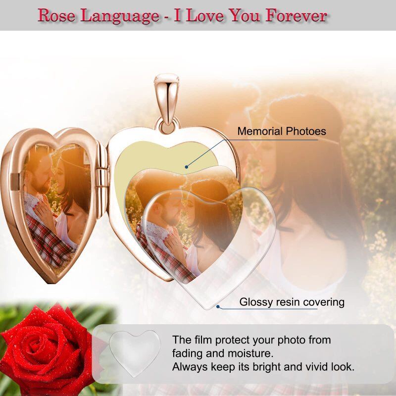 Colar com medalhão fotográfico personalizado em ouro rosa 10K-2