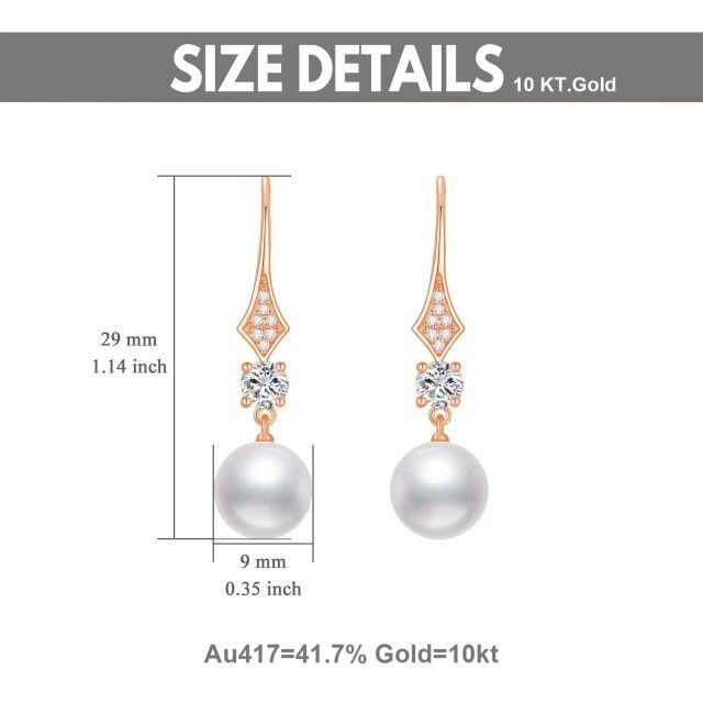 10K Rose Gold Moissanite & Pearl Bead Drop Earrings-5