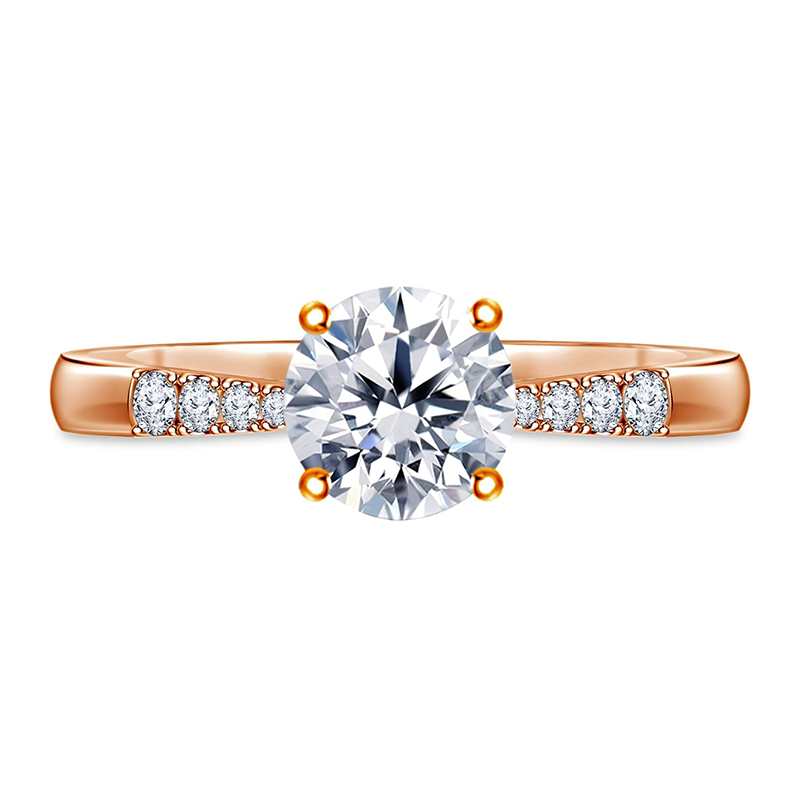 18K Rose Gold 0.5 to 3 CT Round Lab Created Diamond Custom Wedding Ring D Color VVS1-VS1 Clarity 3EX-1