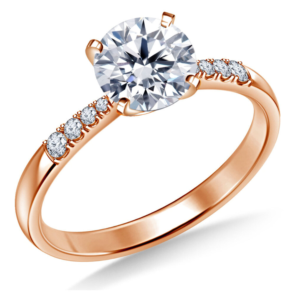 18K Rose Gold 0.5 to 3 CT Round Lab Created Diamond Custom Wedding Ring D Color VVS1-VS1 Clarity 3EX-3