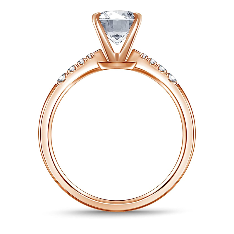 18K Rose Gold 0.5 to 3 CT Round Lab Created Diamond Custom Wedding Ring D Color VVS1-VS1 Clarity 3EX-4