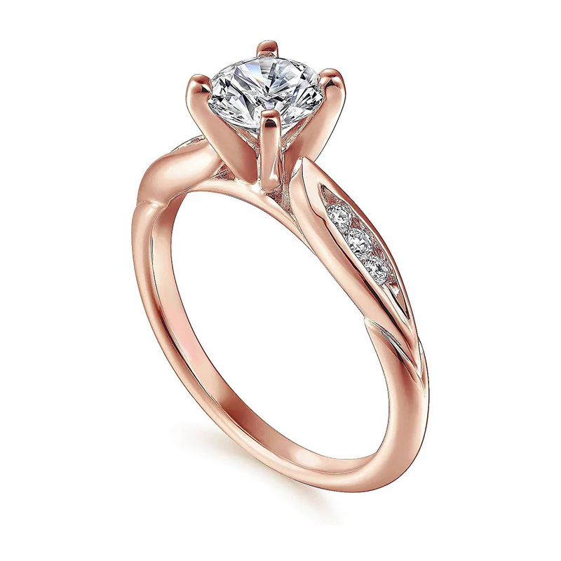 10K Rose Gold Moissanite Wedding Ring-4