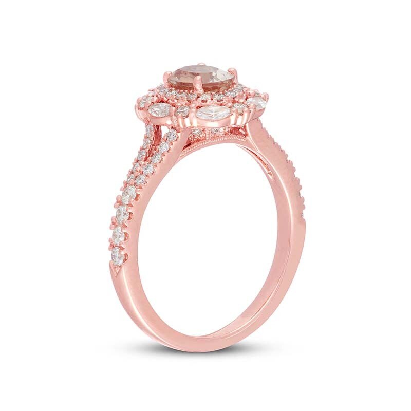 Anillo de compromiso personalizado con corte ovalado en oro rosa de 10 quilates y anillos de aniversario con gema-2